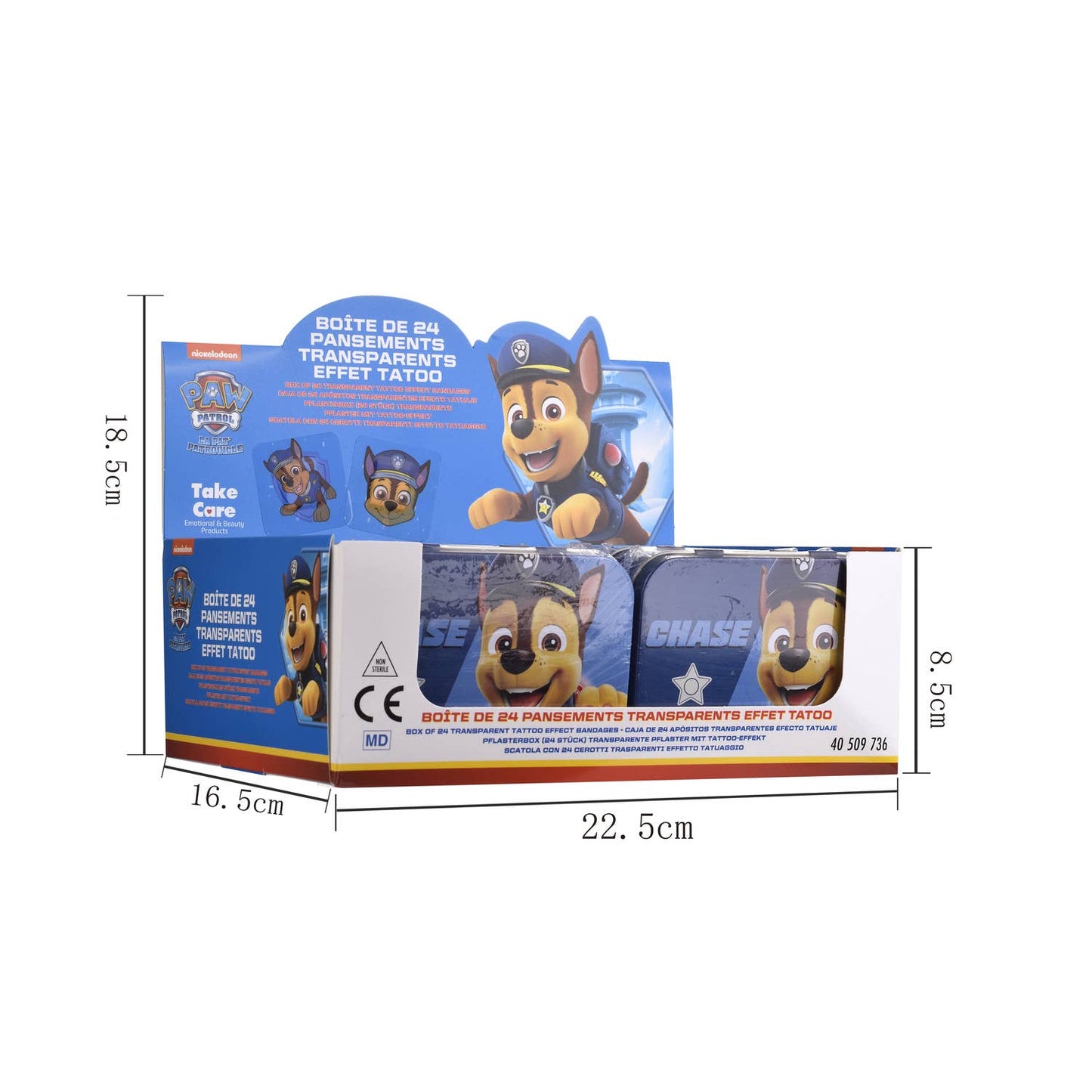 Takecare - Paw Patrol - Chase - Metal box of 24 bandages