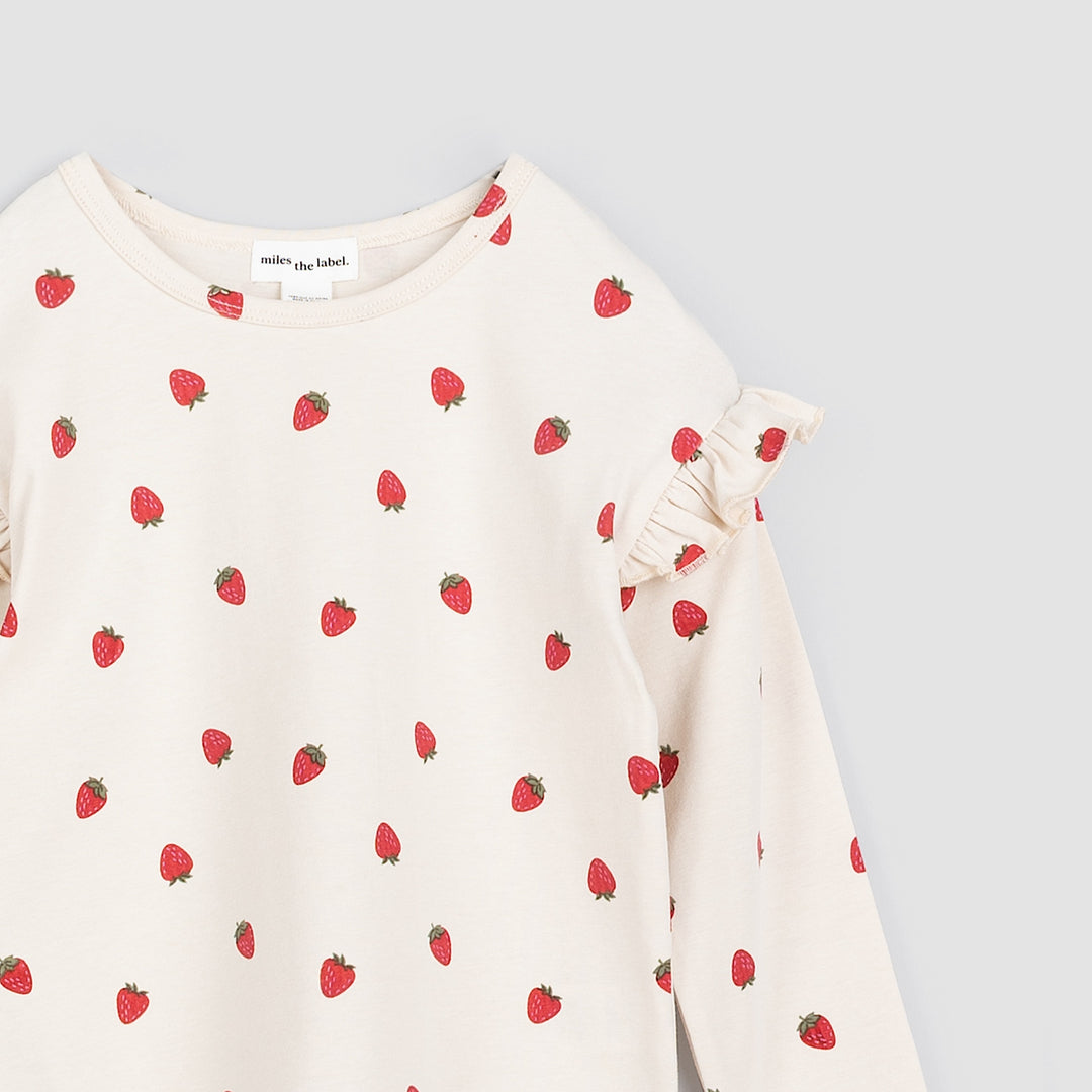 Miles The Label - Strawberry Print On Birch Jersey Top