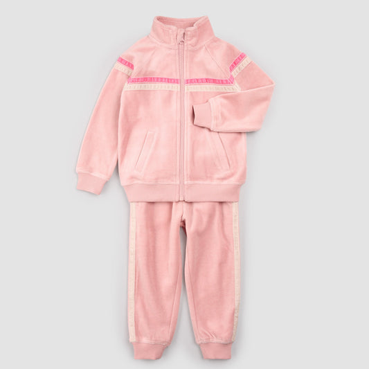 Miles The Label - Retro Stripe on Miles Pink Velour Tracksuit