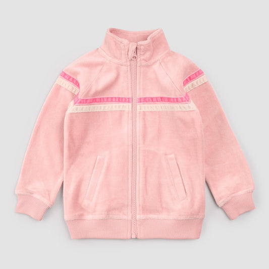 Miles The Label - Retro Stripe on Miles Pink Velour Track Jacket