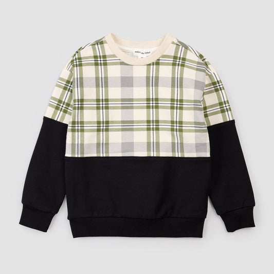 Miles The Label Plaid Color - Blocked Sweatshirt - Black