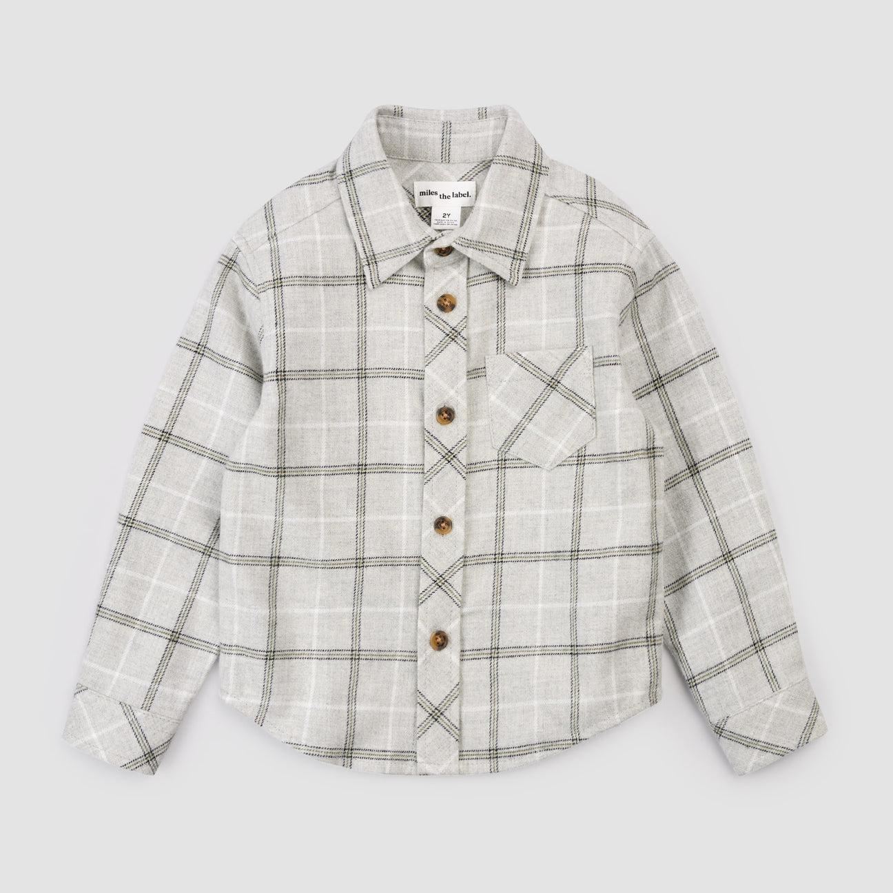 Miles The Label Light Grey Plaid Flannel Shirt