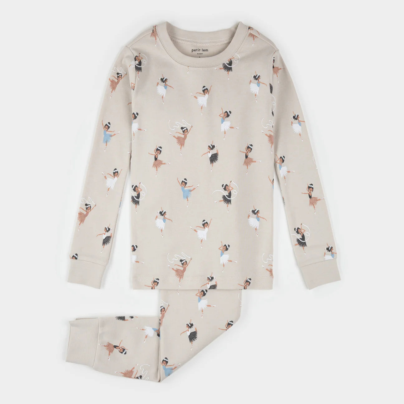 Petit Lem - Ballerina Print on Cream PJ Set