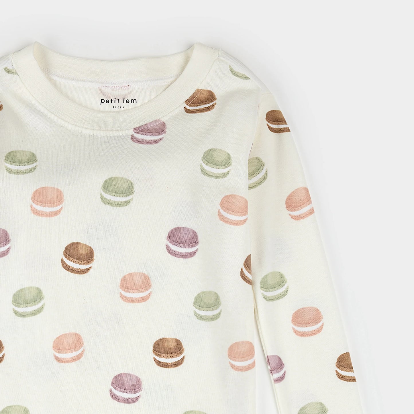 Petit Lem - Macaron Print on Antique White PJ Set