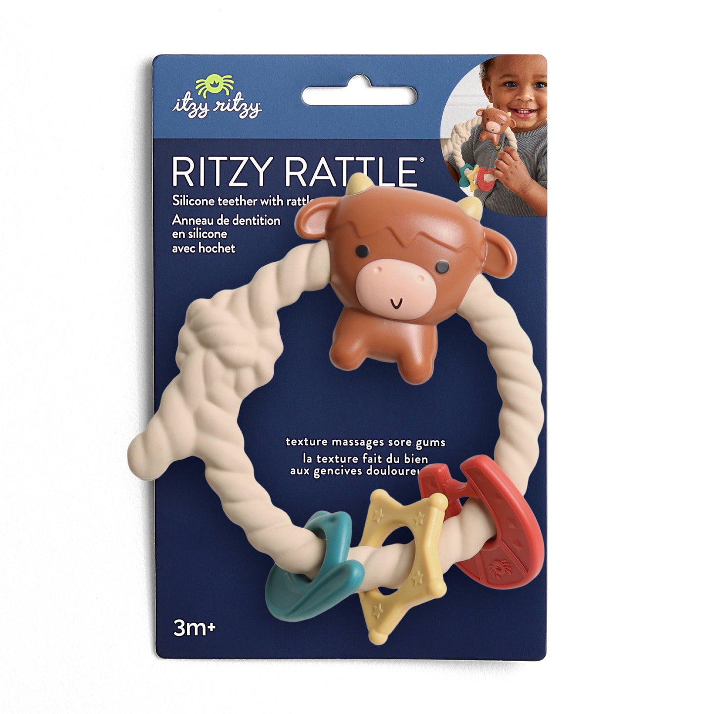 Itzy Ritzy -  Ritzy Rattle™ Silicone Teether Rattles: Highland Cow