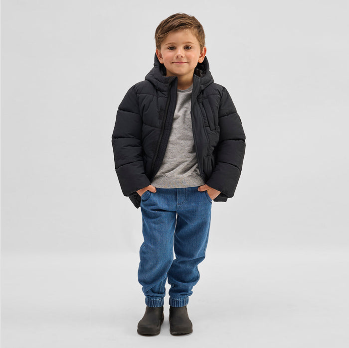 Miles The Label Hooded Mid Weight Coat - Black