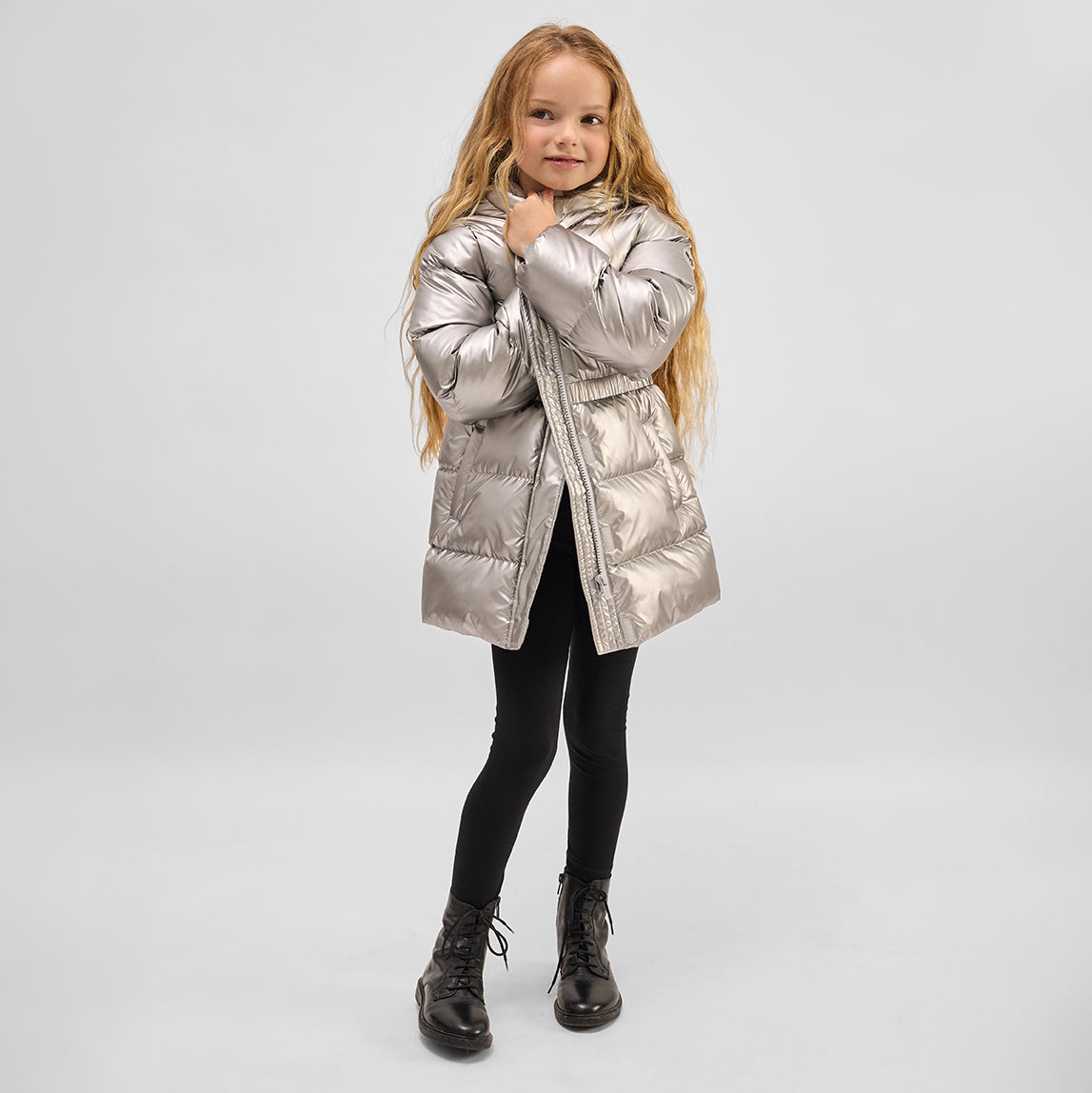 Miles The Label Hooded Mid Weight Coat - Silver