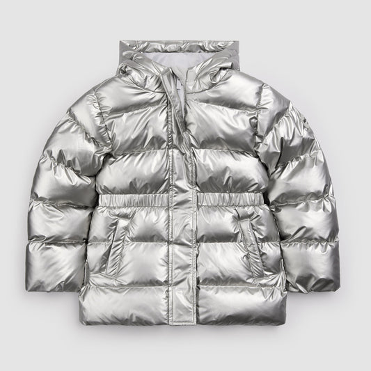Miles The Label Hooded Mid Weight Coat - Silver