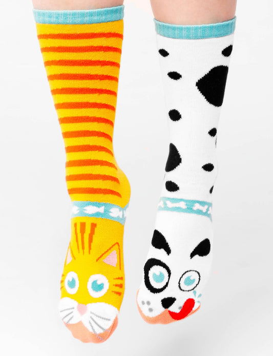 Pals Socks - Cat & Dog Fun Mismatched Socks for Adults