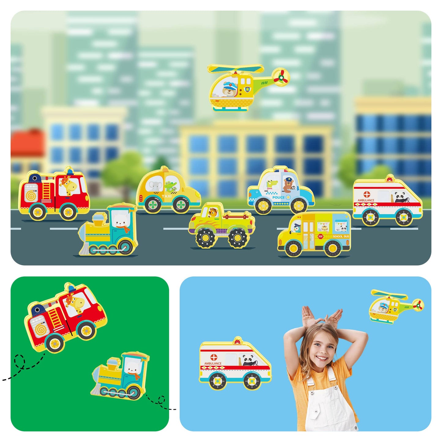 PicassoTiles 8pc Metro City Magnetic Action Figures