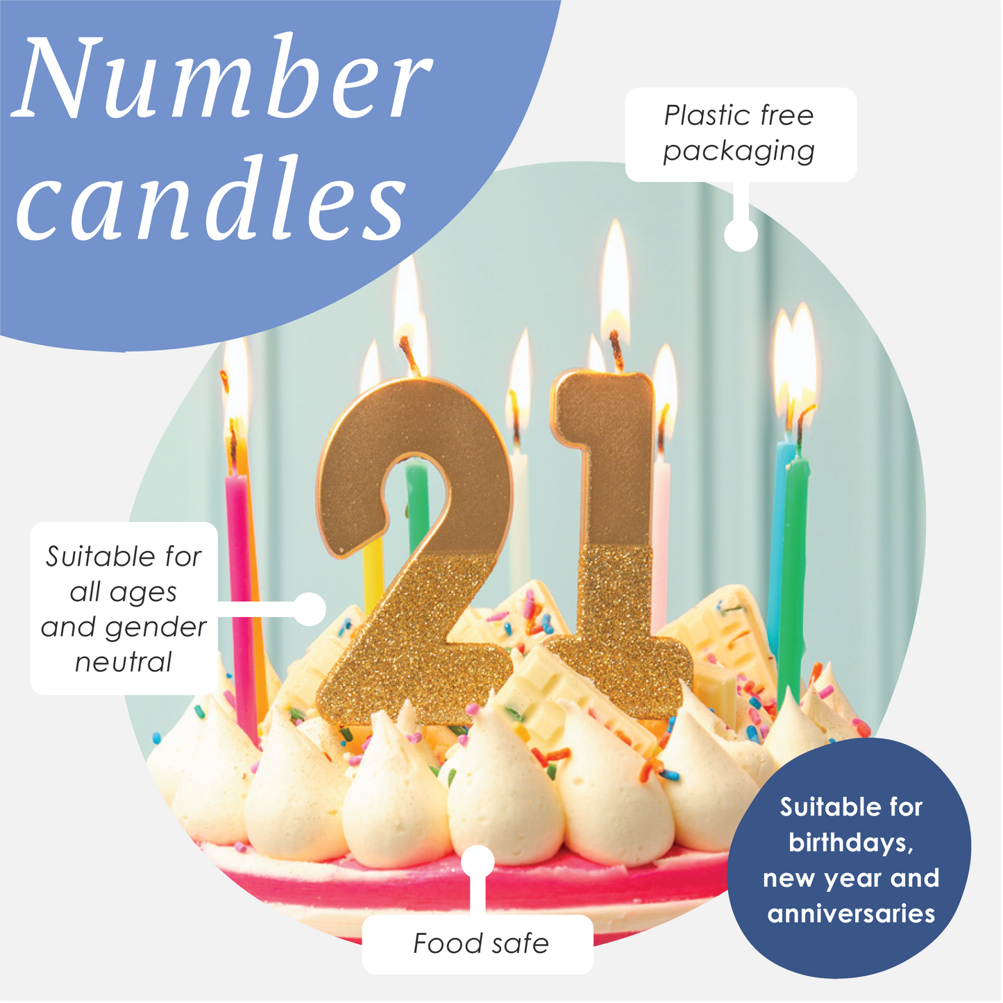 Talking Tables USA - Gold Glitter Birthday Number Candles | 0-9