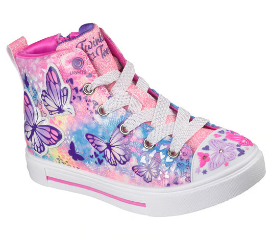 Skechers - Twinkle Sparks: Flutter Daydream Twist Off Laces High Top Light Up Toddler Sneakers