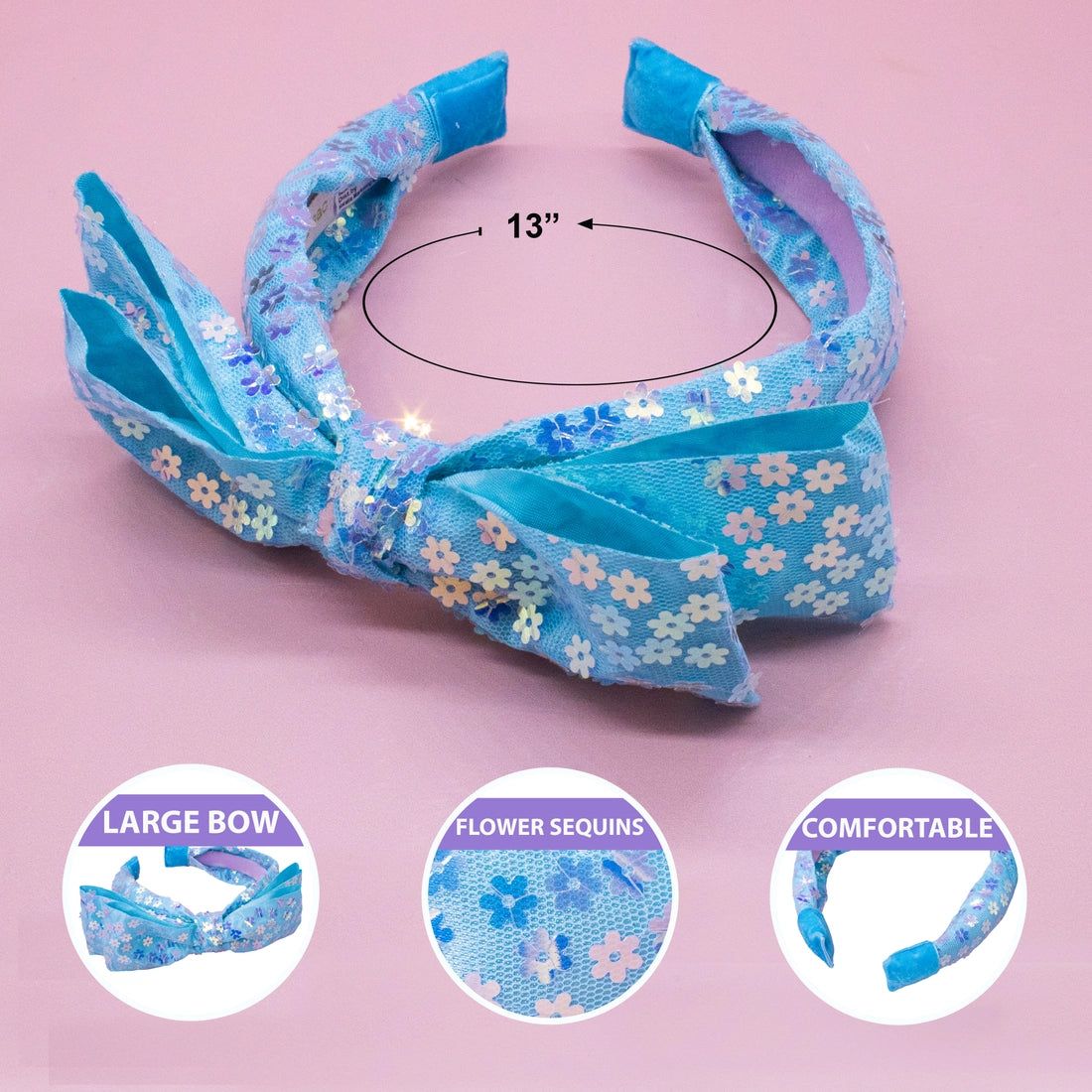 Frog Sac - Big Bow Headband - Double Layer Sequin