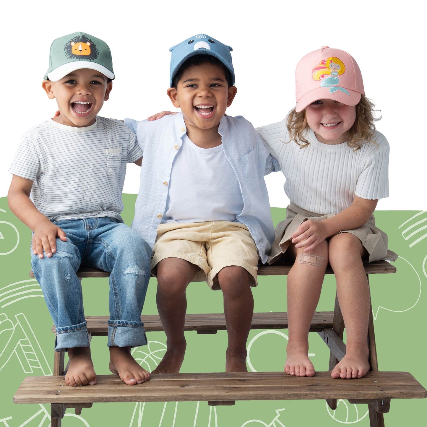 Flapjackkids - Kids Upf50+ 3D Cap - Bear Chambray (4-6Y)
