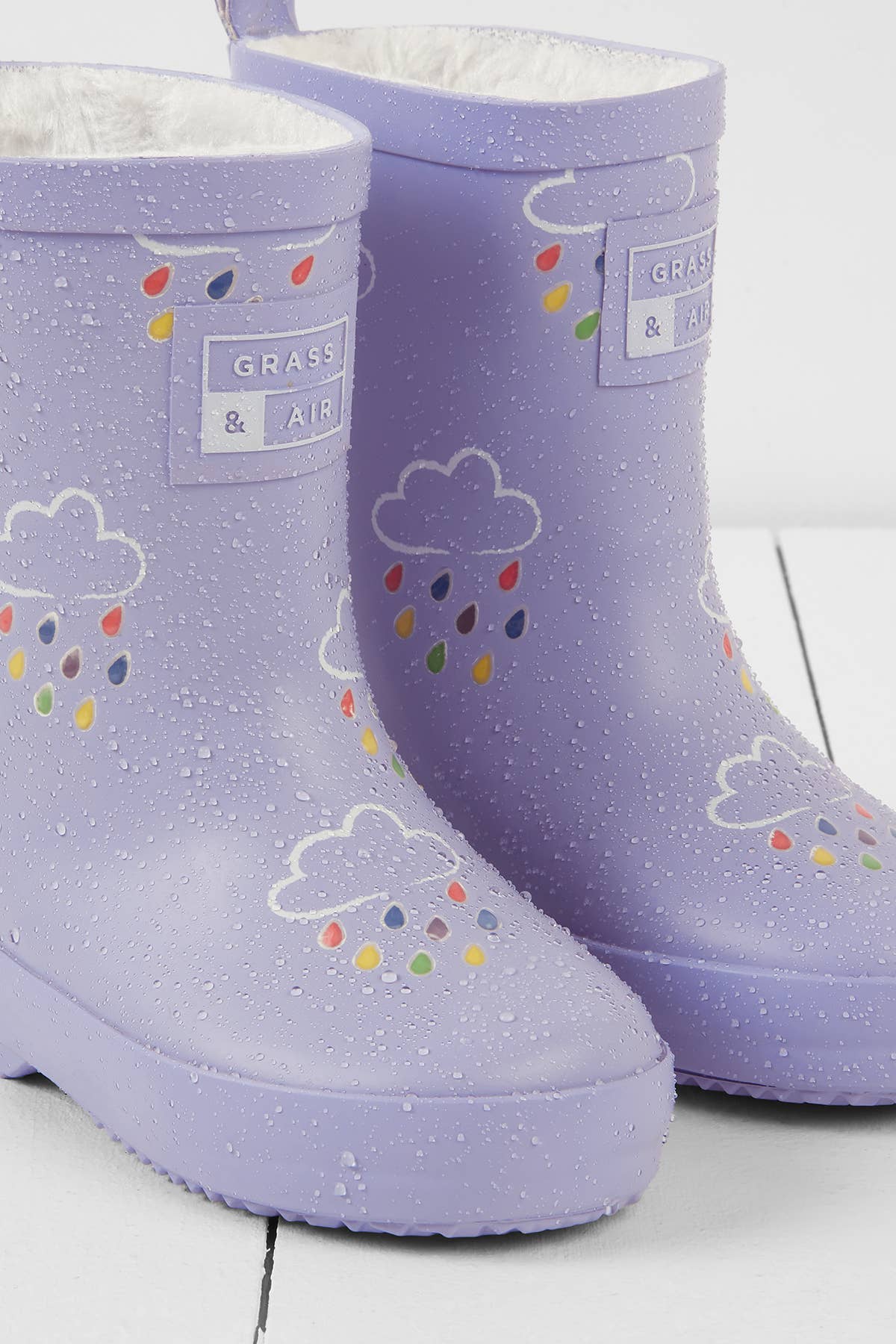 Grass & Air - Purple Thistle Colour-Changing Kids Wellies