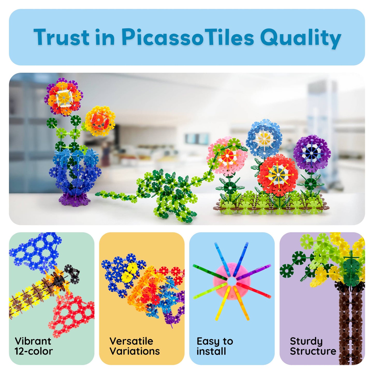 PicassoTiles 600pc Building Interlocking Chips