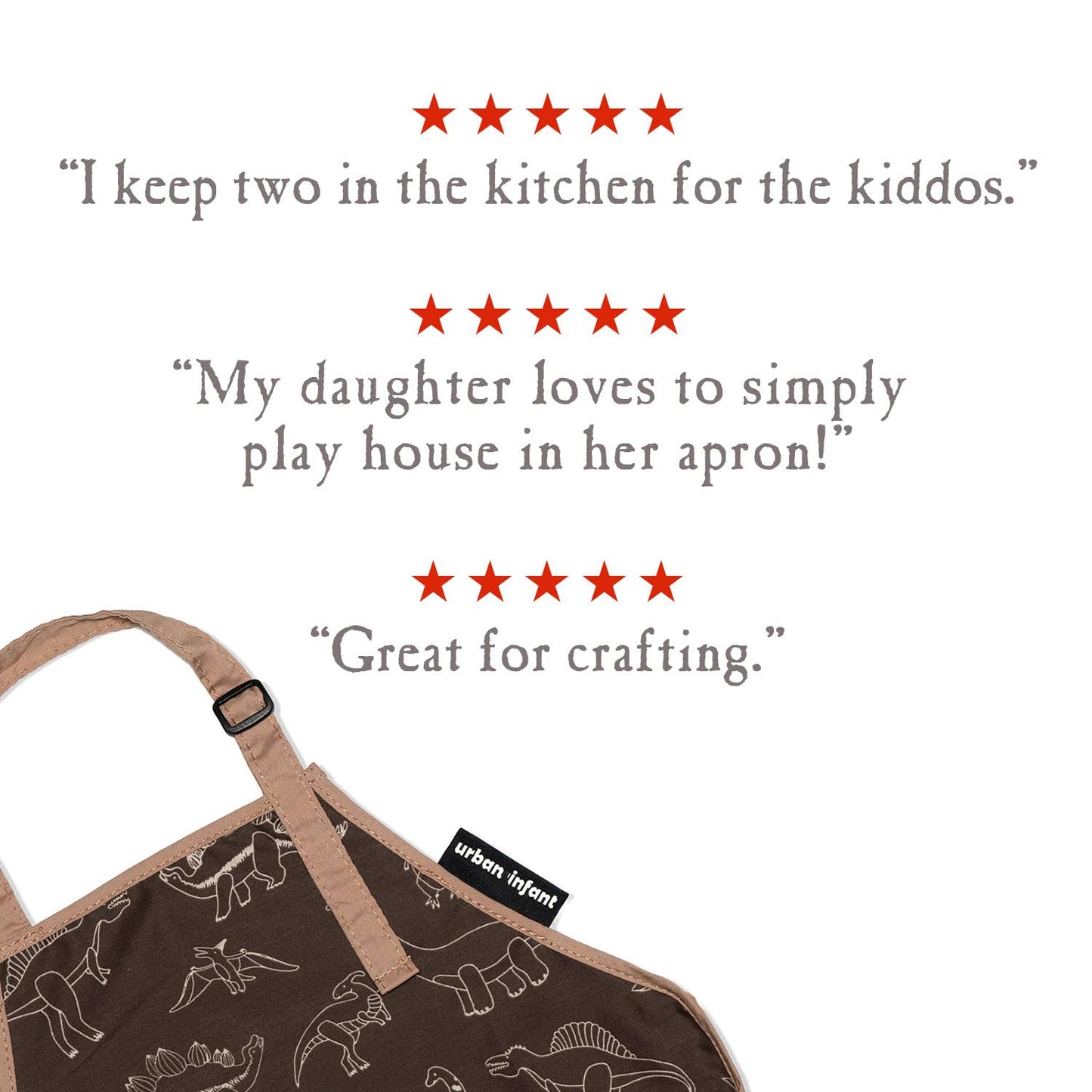 Urban Infant - Little Helper Kids Apron, Washable Cotton/Poly - Dinosaurs: SMALL