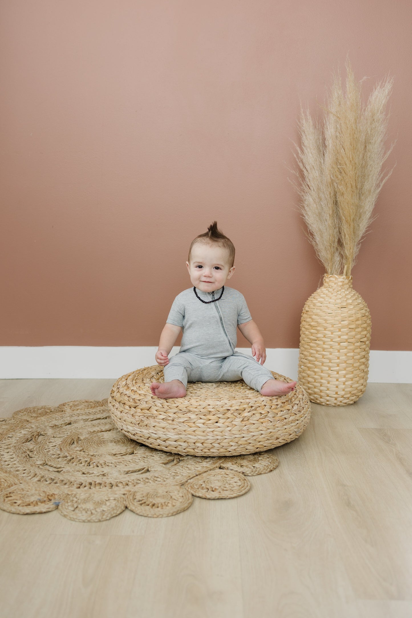 Earth Baby Outfitters-Bamboo Ribbed Short Sleeve 2 Way Zippy Romper