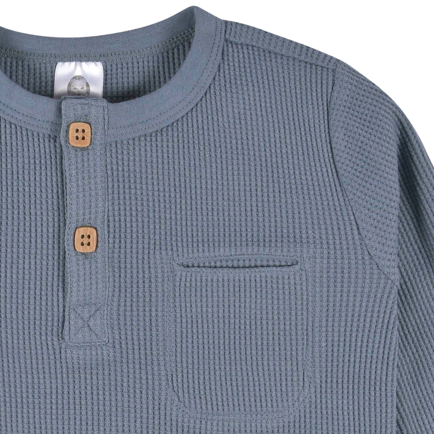Gerber 2-Pack Boy Gray & Blue Waffle Knit Top