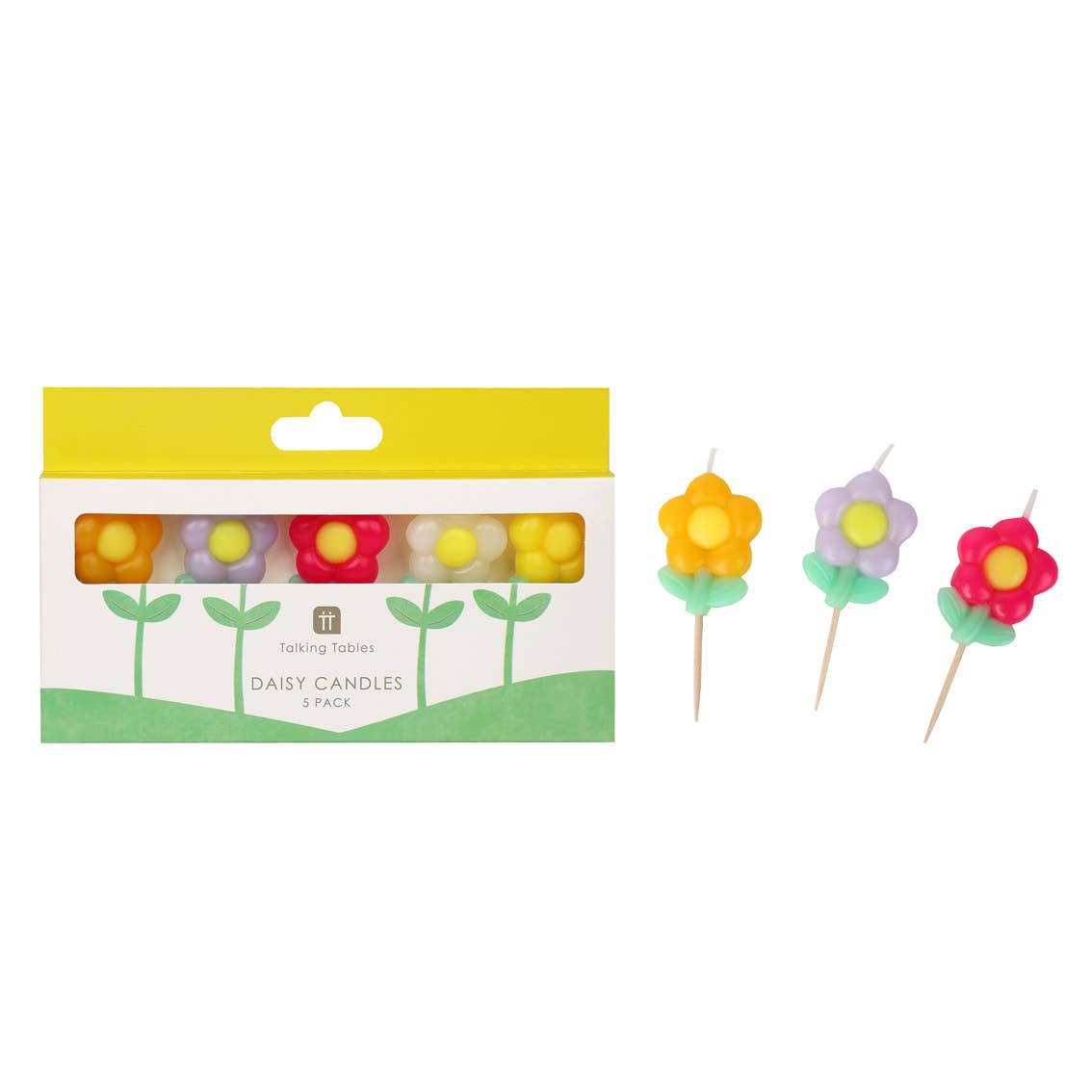 Talking Tables USA - Multi Colored Daisy Birthday Candles |5 Pack |Cake Candles |