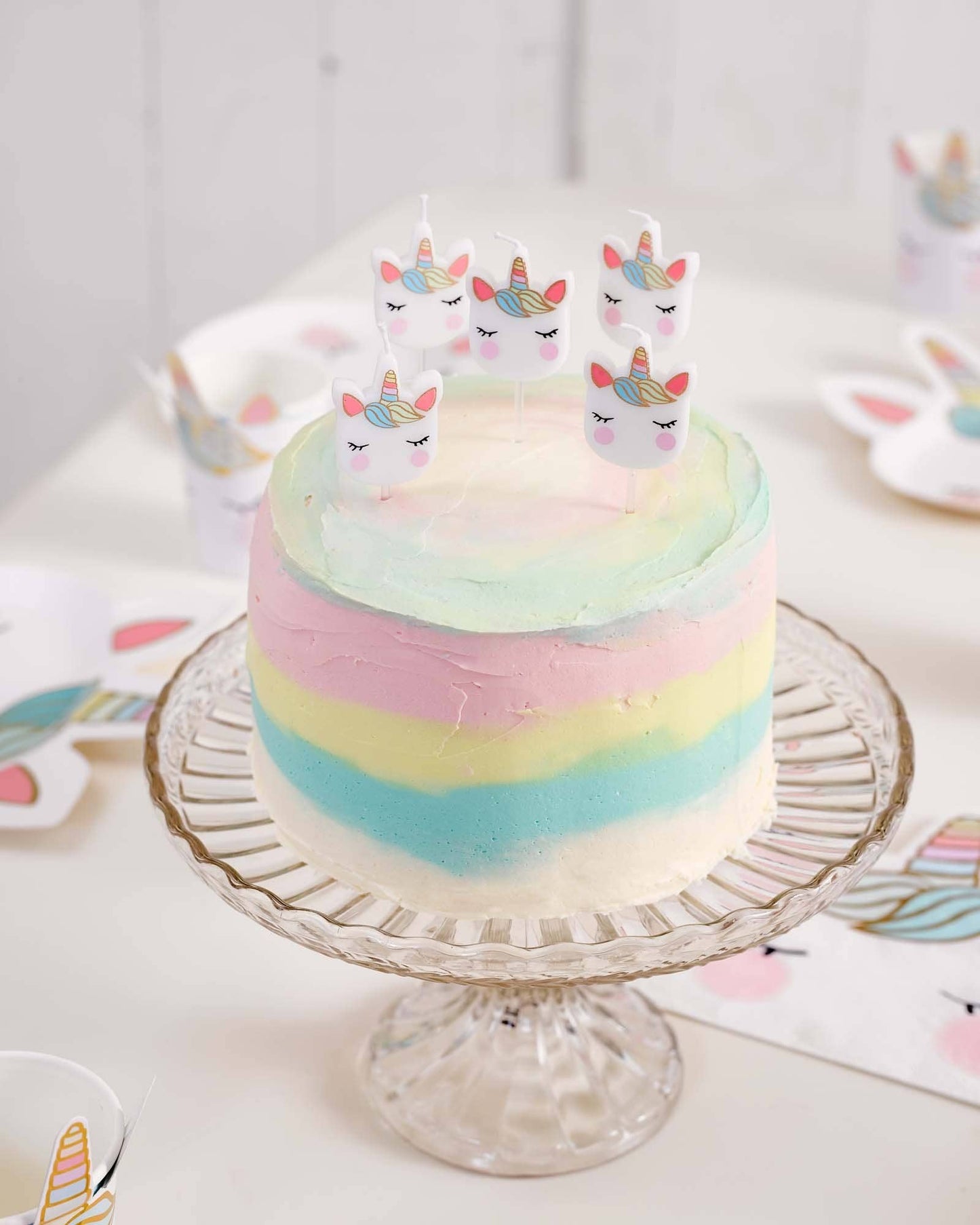 Talking Tables USA - Unicorn Face Cake Candles | 5 Pack | Kids Birthday Party |
