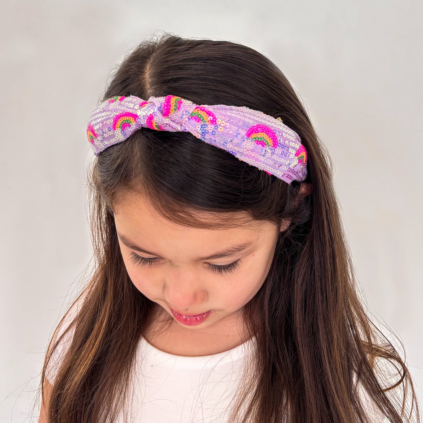 Frog Sac Kids Sequin Knot Headband, Rainbow