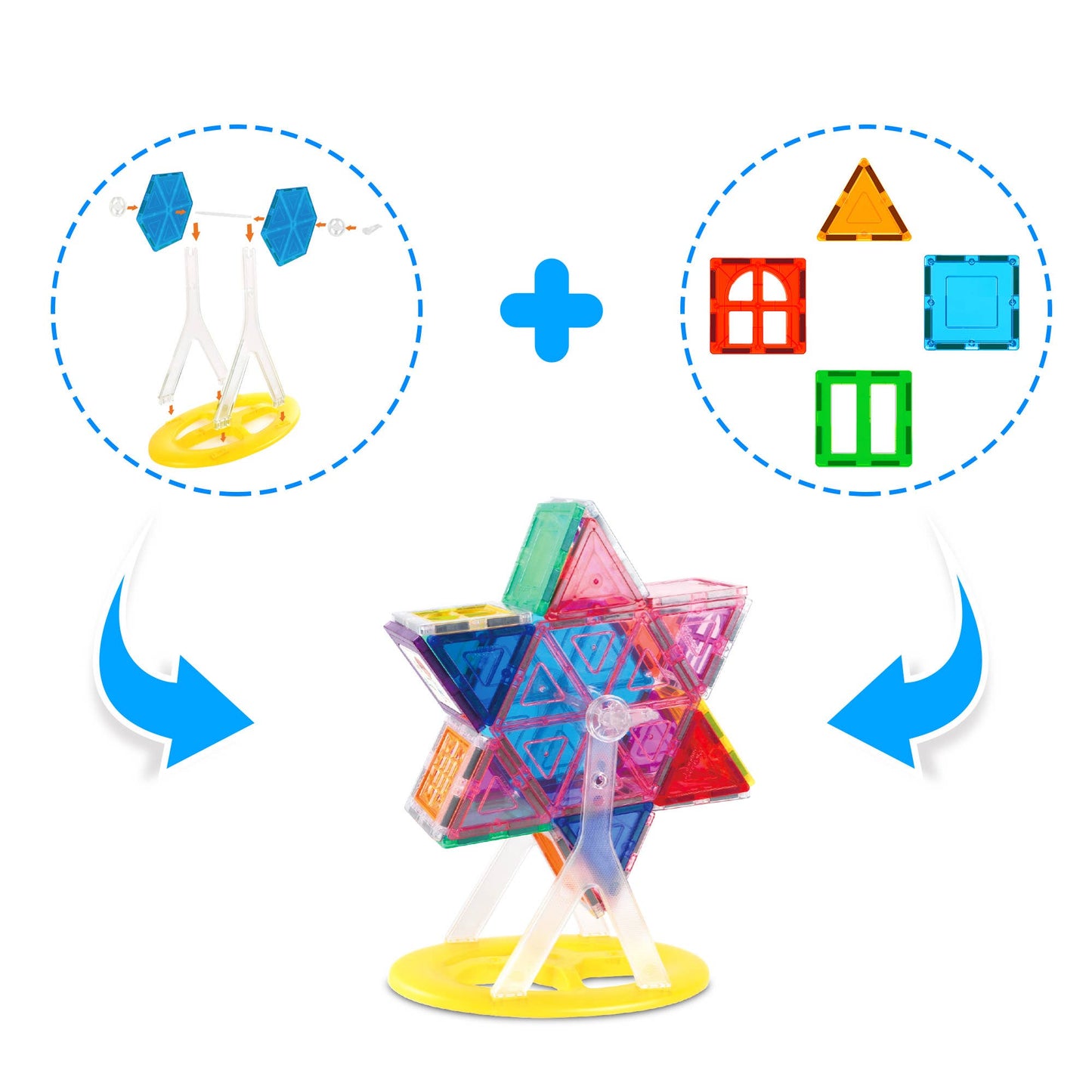 PicassoTiles 9pc Ferris Wheel Magnetic Tile Building Set