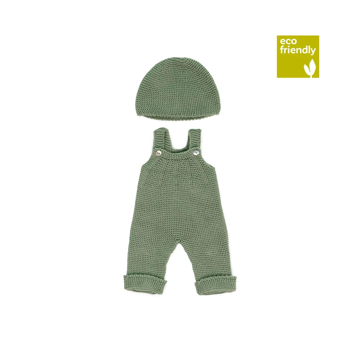 Miniland Knitted Doll Outfit 38cm – Overall & Beanie Hat