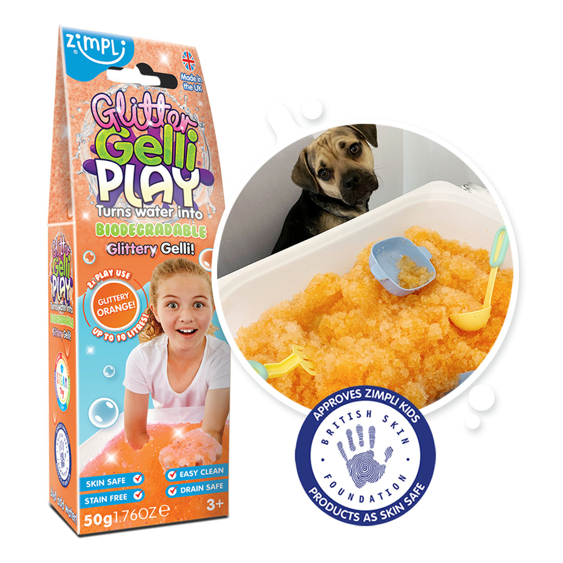 Zimpli Glitter Gelli Play Certified Biodegradable Sensory toy