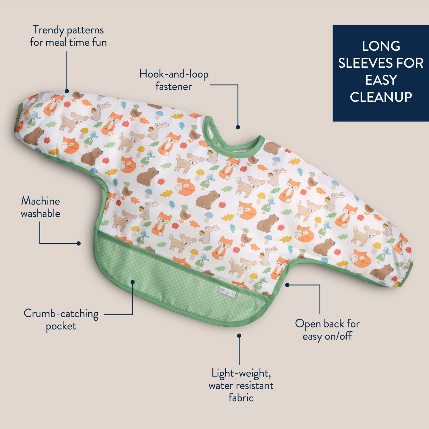 Itzy Ritzy -  Itzy Everywhere Bib - Long Sleeve Water-resistant Bib