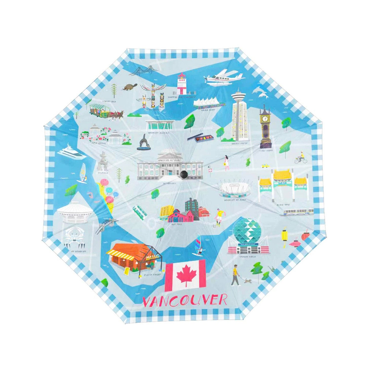 Vancouver Cityscape Folding Umbrella UV Sun and Rain