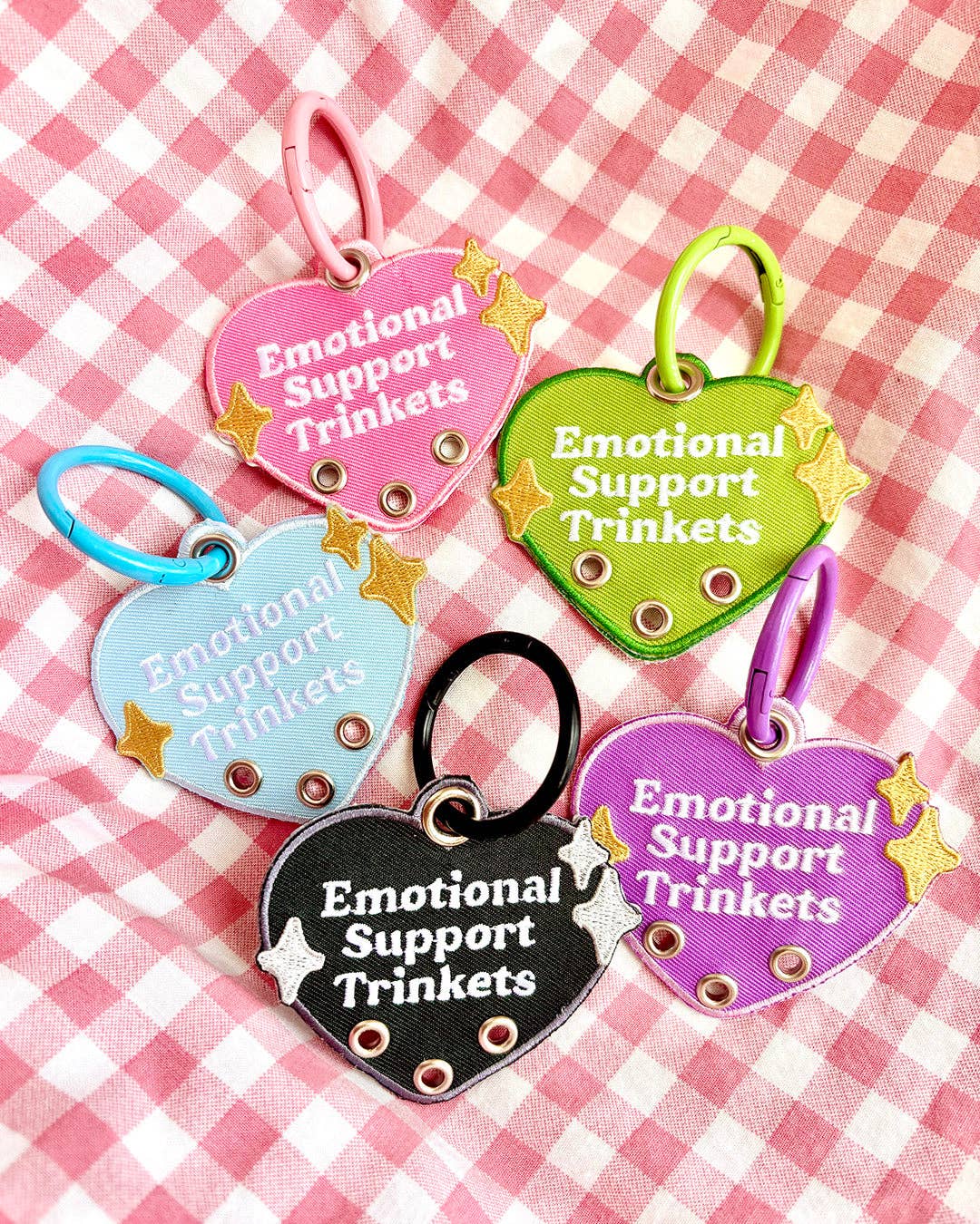 Maobabie - Emotional Support Trinkets Heart Embroidered Keychain
