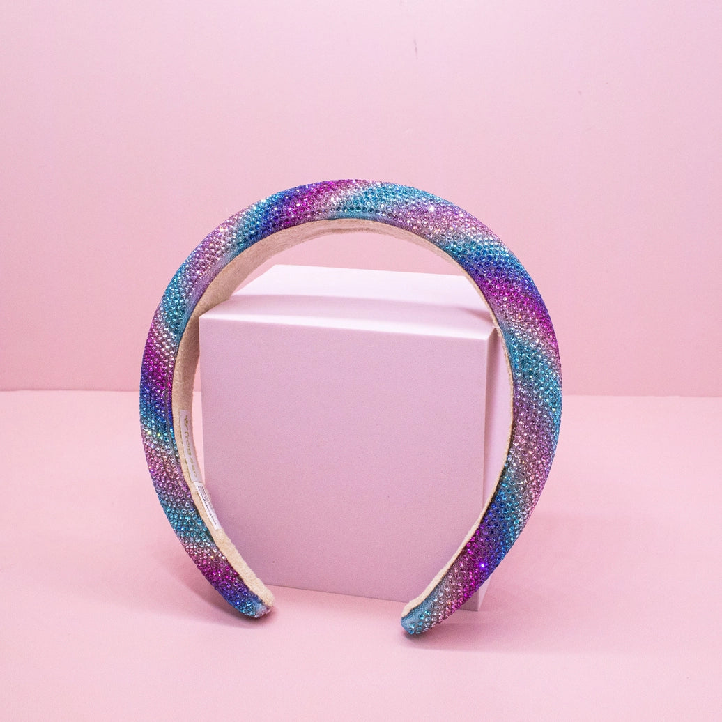 Frog Sac - Rhinestone Headband - Padded Rainbow Hair Band