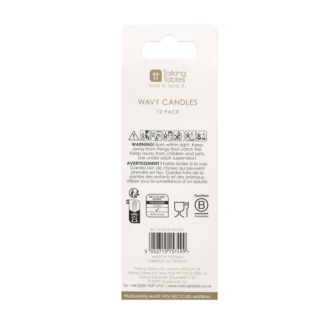 Talking Tables USA - Colorful Wavy Tall Birthday Candle | 12 Pack | Birthday |