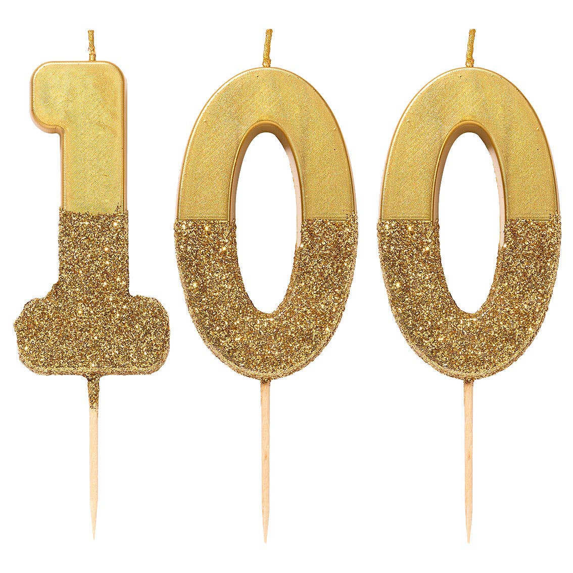 Talking Tables USA - Gold Glitter Birthday Number Candles | 0-9