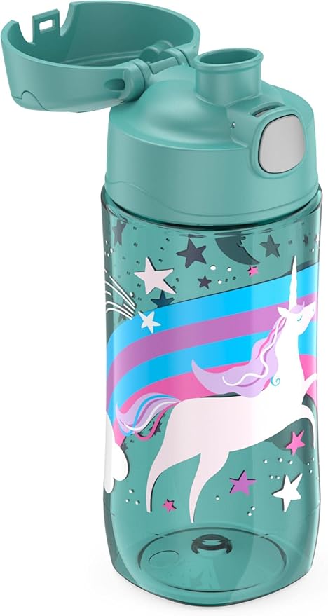 Thermos Funtainer 16 Ounce Plastic Hydration Bottle with Spout Lid, Color Change Unicorns
