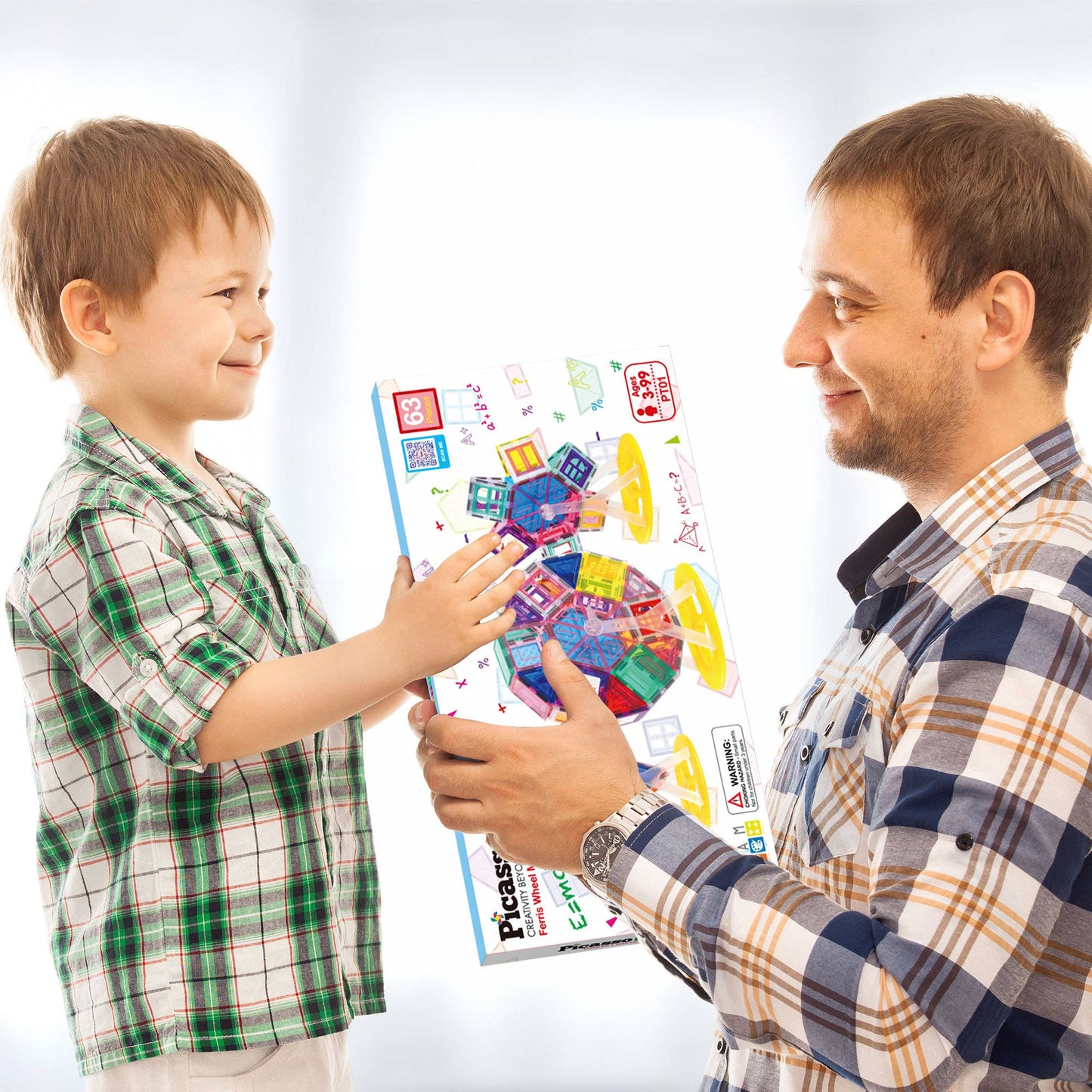 PicassoTiles 63 Piece Magnet Tile Ferris Wheel Building Set