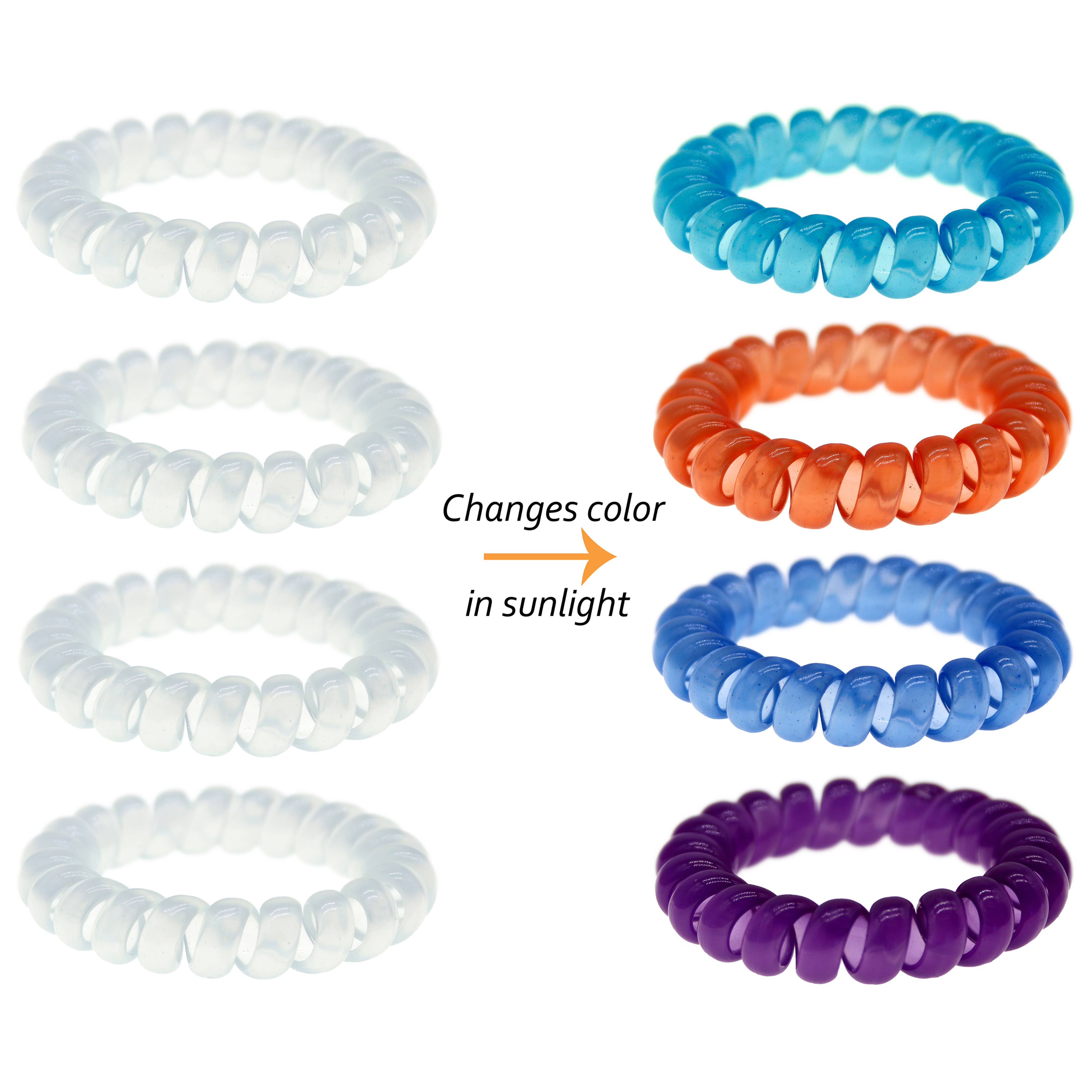 Frog Sac - Spiral Hair Coils, UV Solar Reactive Color Changing - 4 Pac ...