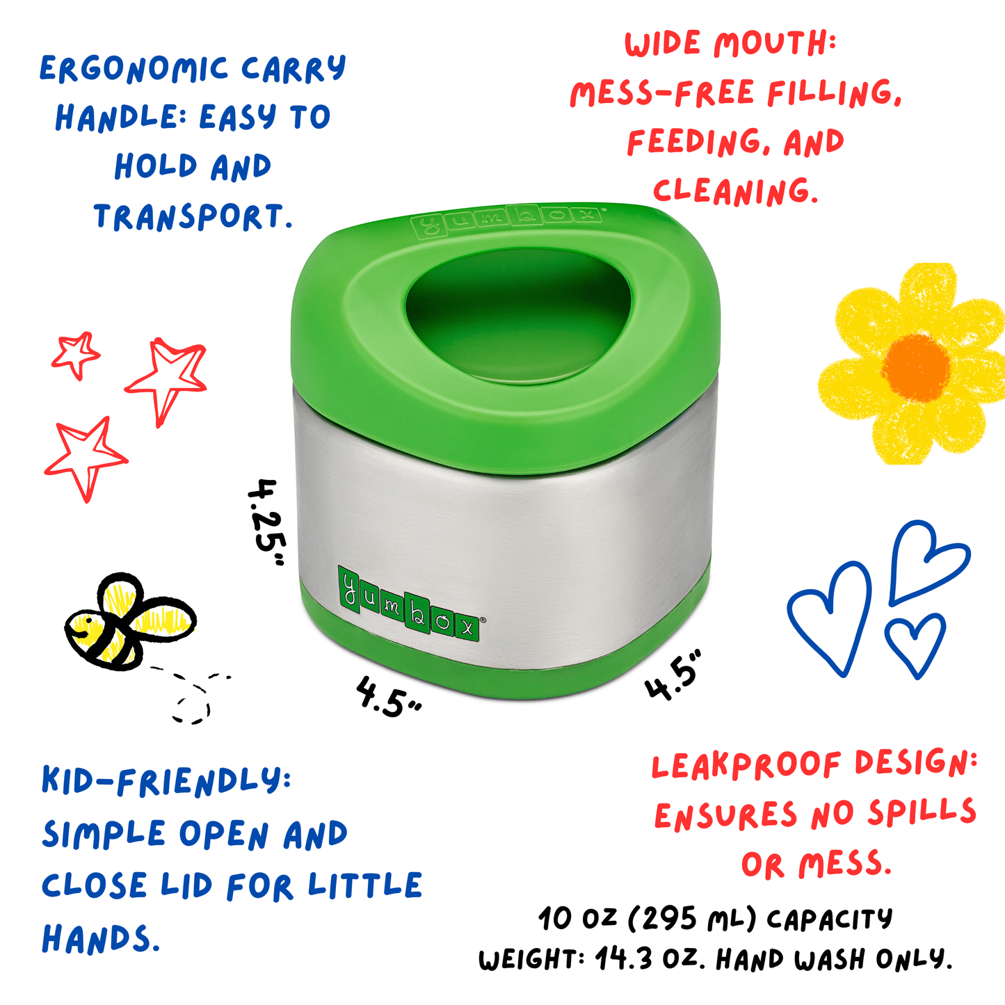Yumbox - Yumbox Cubi Thermal Food Jar for Kids - Easy Carry and Open Lid 10 oz  - Apple Green