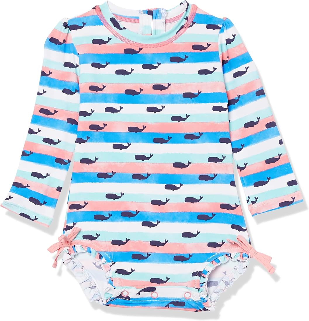 Hatley Infant Girls Rashguard Swimsuit — sun protection, children's shirts — closeup view