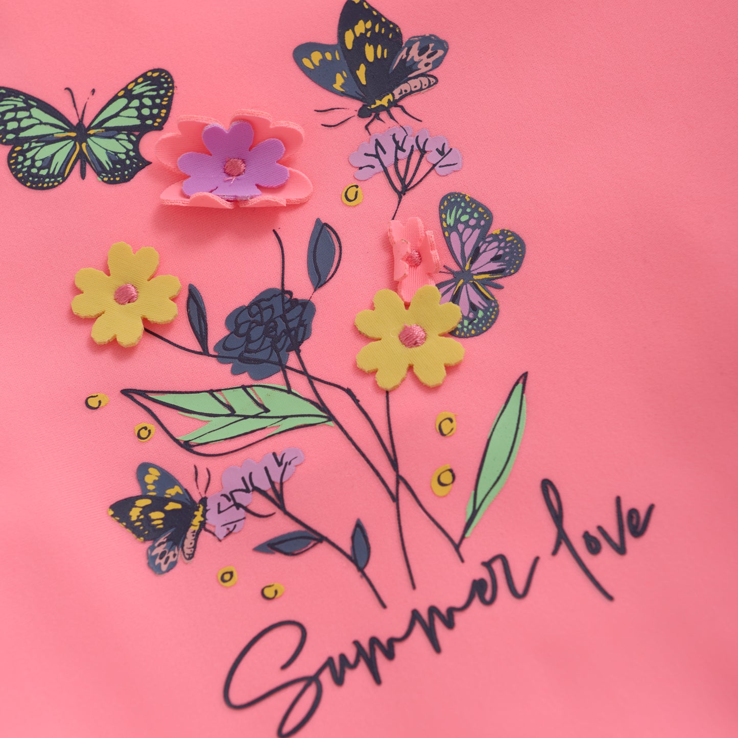 Color Kids UV Long Sleeve Sun Shirt Pink Butterflies & Flowers  - 1Y