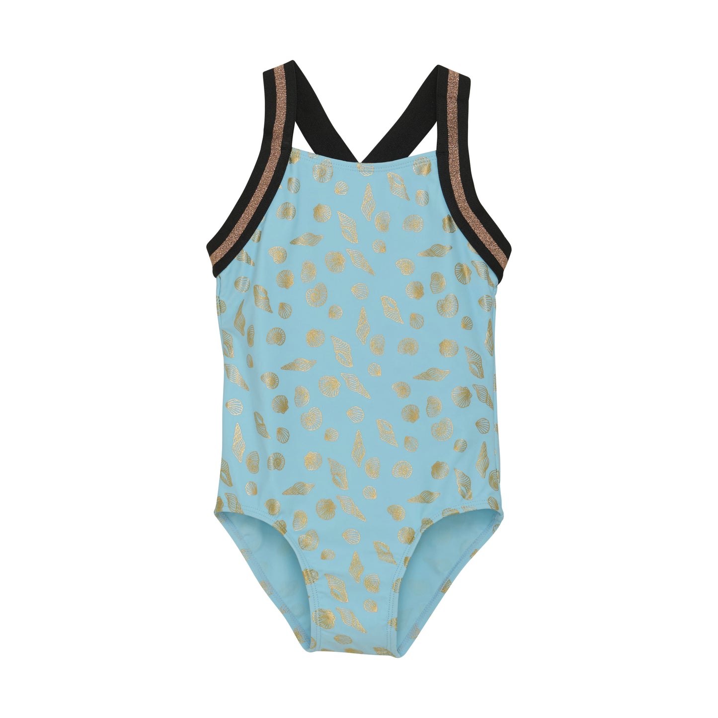 Color Kids 1 pc Swimsuit Blue with Gold Shells - 6Y