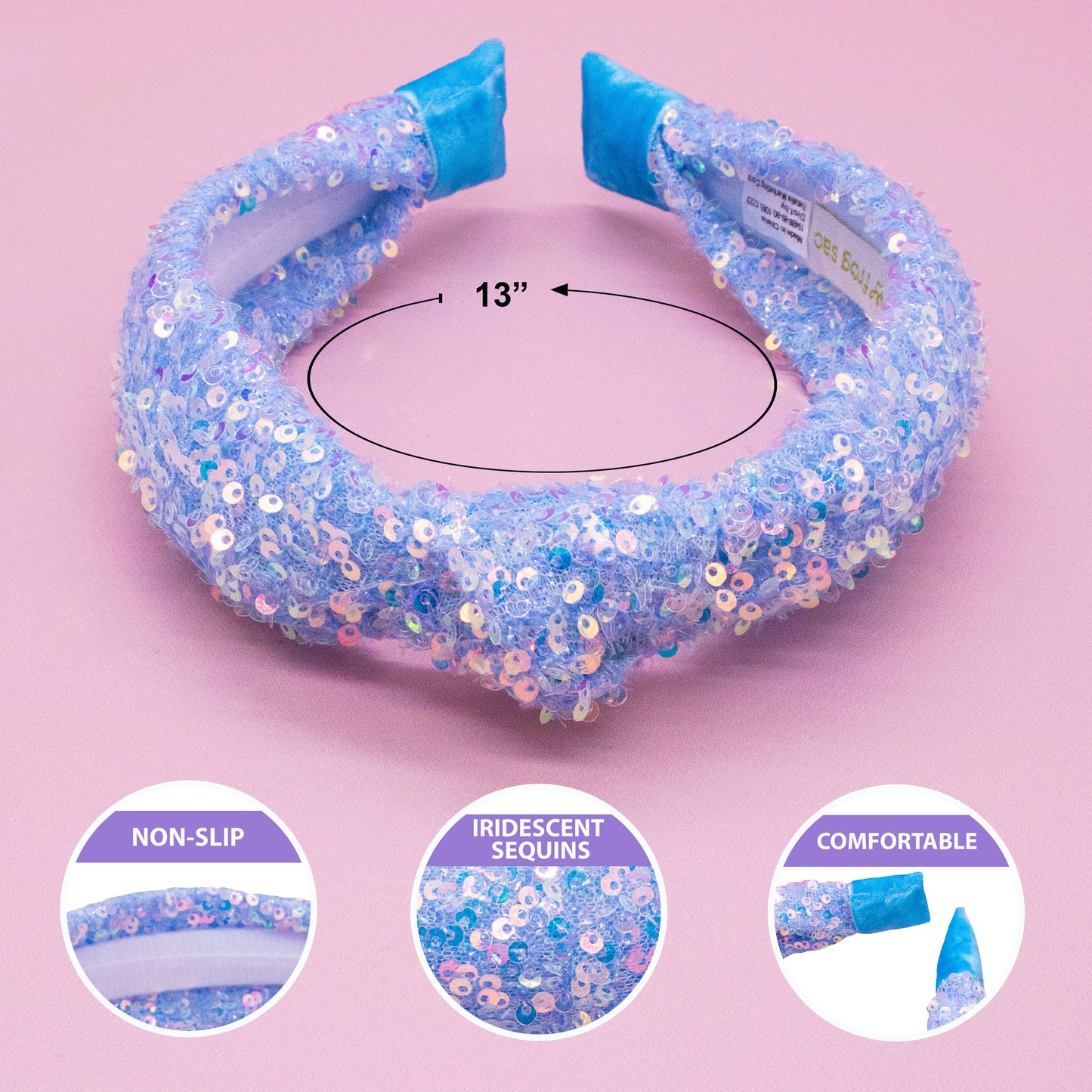 Frog Sac Kids Knot Headband, Sequin Knotted Hair Band Accessories