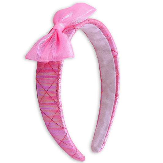 Frog Sac - Wide Iridescent Quilted Bow Headband