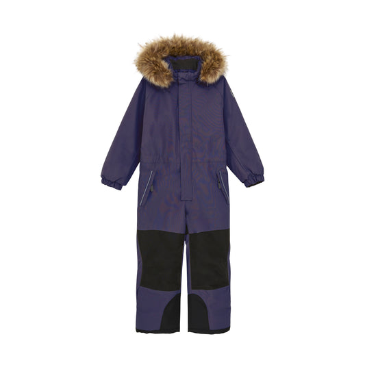 Color Kids - Navy Faux Fur Hooded Snow Coverall with High-Rub Accents - 6Y