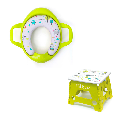 Children's potty seat and step stool with colorful design on a white background