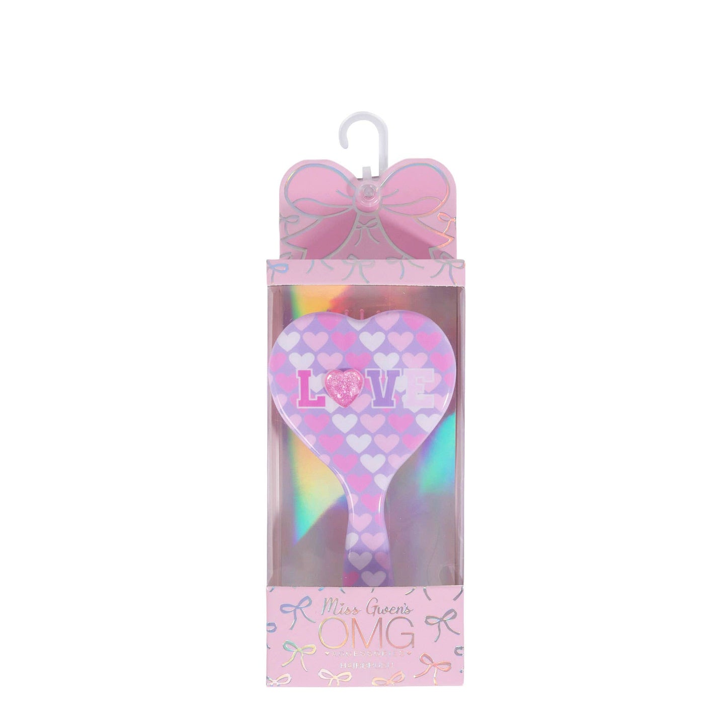 OMG Accessories - 'Love' Heart Printed Heart Shaped Hairbrush