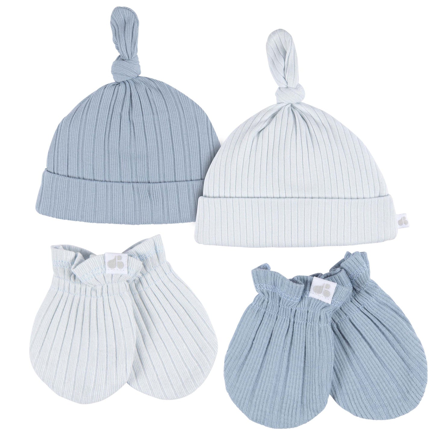 Just Born by Gerber Baby Neutral - 4-Piece Hat and Mittens (BLUE)