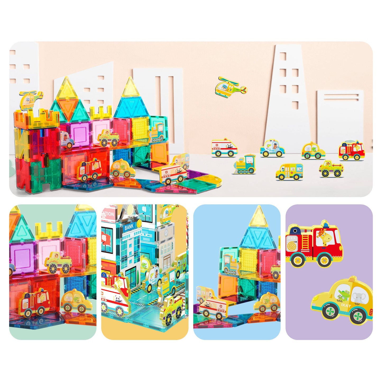 PicassoTiles 8pc Metro City Magnetic Action Figures