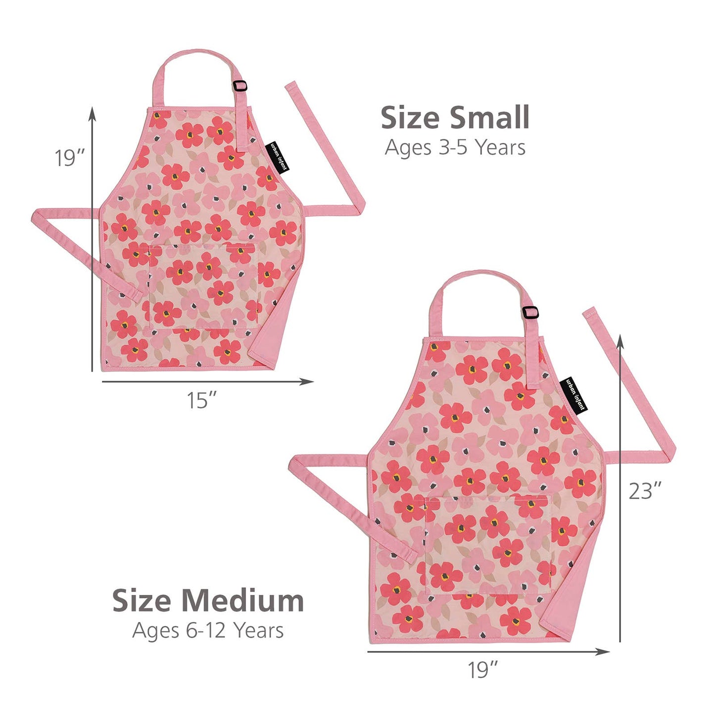 Urban Infant - Little Helper Kids Apron, Washable Cotton/Poly - Poppies: MEDIUM